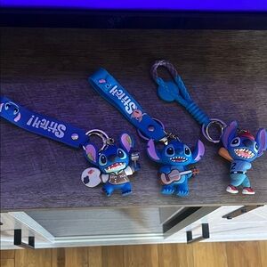 Stitch Keychain Set with Blue Accents